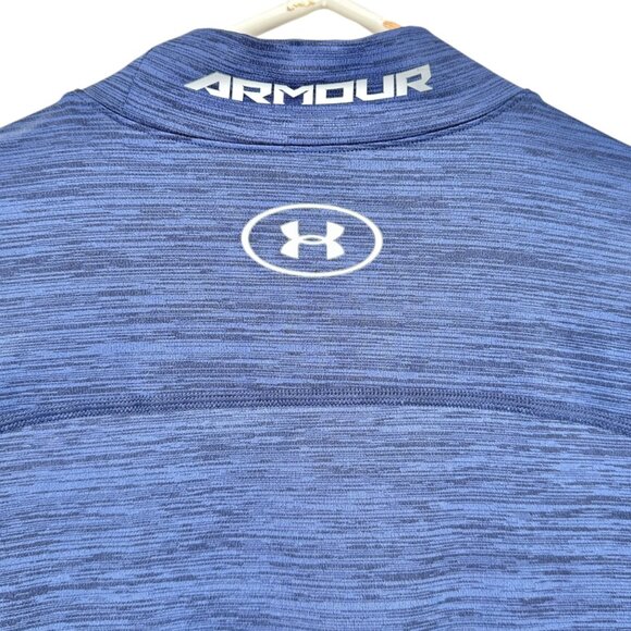 Under Armour Compression Shirt Mens L ColdGear LS Blue Athletic Wear Hi Neck - Picture 4 of 7